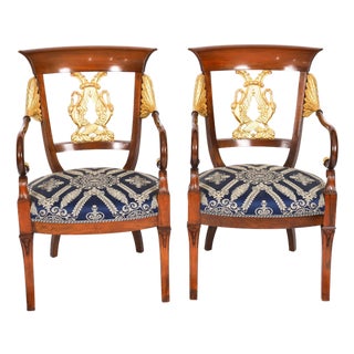 Antique Italian Neoclassical Giltwood Armchairs, 1890s, Set of 2 For Sale