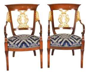 Antique Italian Neoclassical Giltwood Armchairs, 1890s, Set of 2