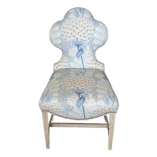 Ambella Home Collection Scalloped Clover-Back Accent Chair in Botanical Floral Print For Sale