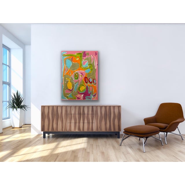 Modern Pink Abstract Expressionist Painting by Kammy For Sale - Image 12 of 13
