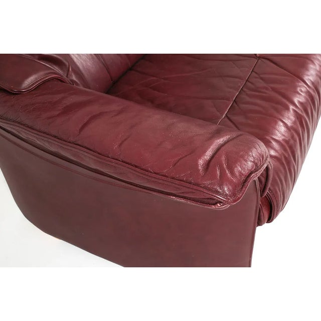 Animal Skin Mid Century Modern Scandinavian Leather Loveseat / Sofa For Sale - Image 7 of 8