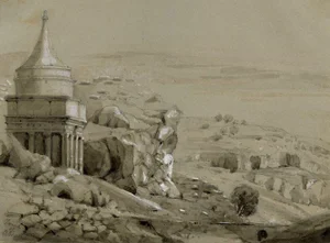 Isabella Foster, Tomb of Absalom, Valley of Jehoshaphat, Jerusalem, 1852, Graphite Drawing