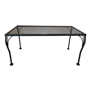 Mid-Century Wrought Iron Mesh Rectangle Outdoor Coffee Table For Sale