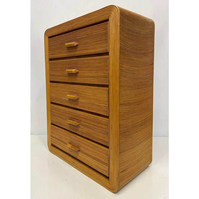 Gabriella Crespi Vintage Coastal Pencil Reed Chest of Drawers, Gabriela Crespi Manner For Sale - Image 4 of 7