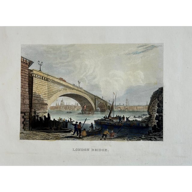 Original hand colored engraving of London Bridge, published by H. Winkles after William Tombleson, 1834. The view shows...