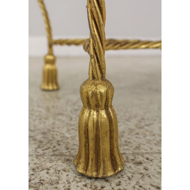 1980s Italian Corda & Tassel Gold Finish Iron Bench For Sale - Image 5 of 13