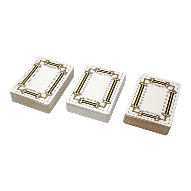 Vintage Gucci Horse Bridle Game Cards, Set of 3 Decks (Navy & Gold, Cards Only) For Sale