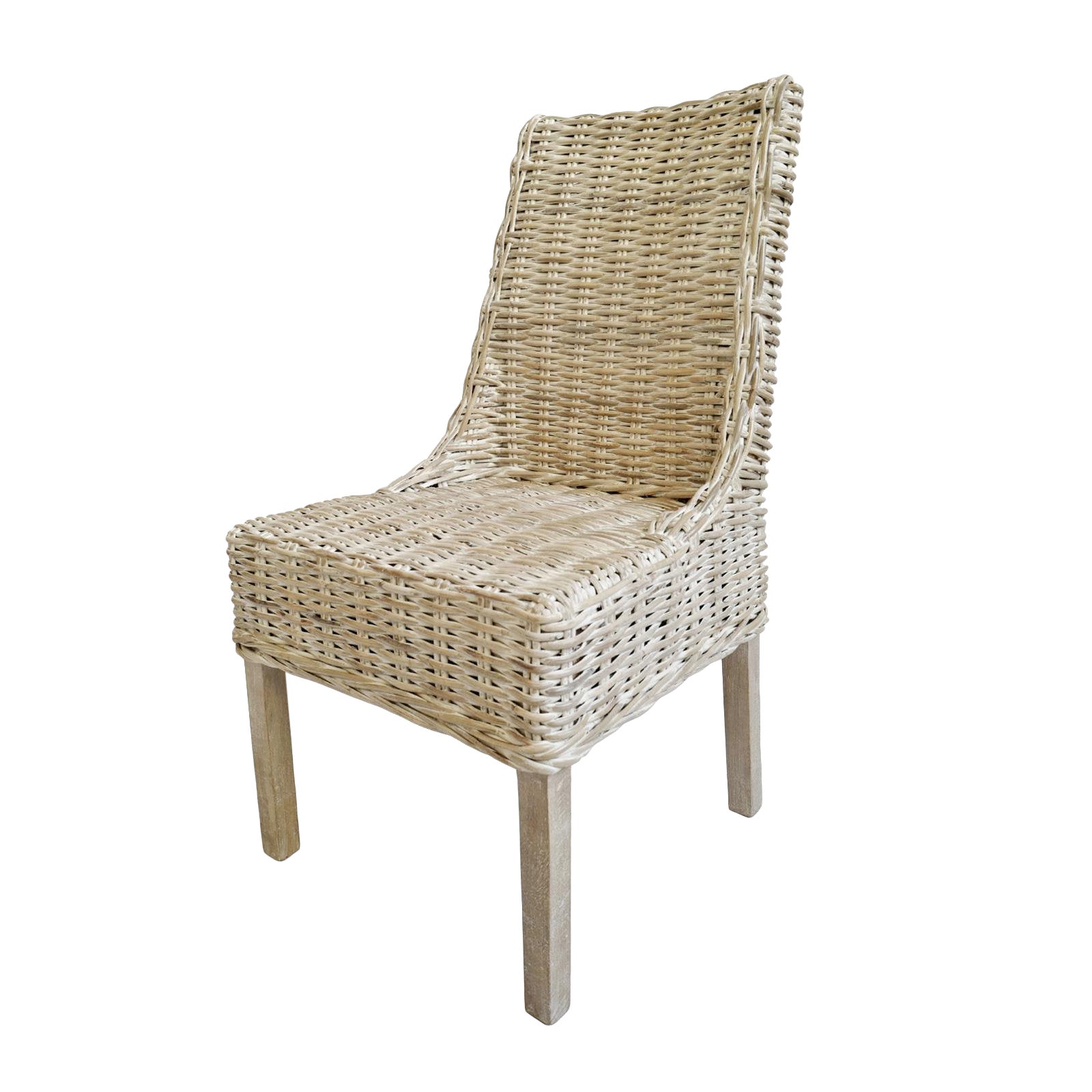 White Wash Wicker Dining Chair Chairish