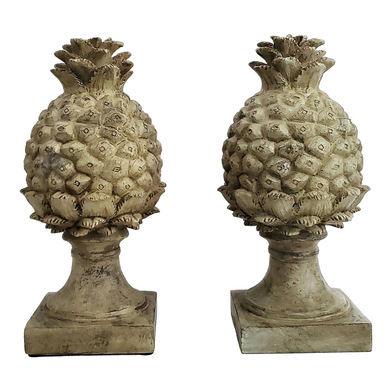 Late 20th Century Faux Aged Composite Resin Painted Pineapple Finial ...