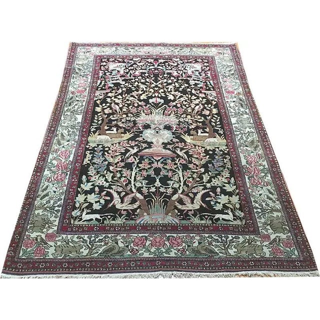 Antique Black Ground Persian IsfahanAhmad Area Rug- 4′2″ × 6′6″ For Sale - Image 10 of 10