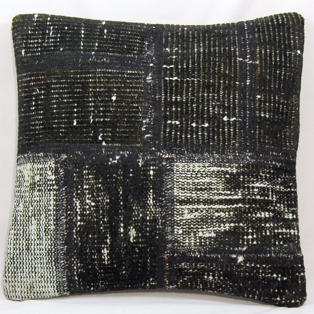 Turkish Handmade Black & Gray Kilim Pillow Chairish