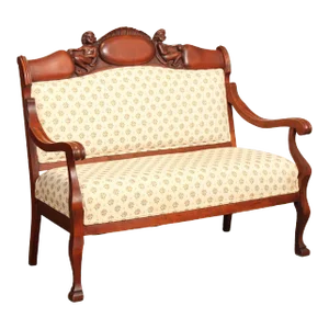 Antique Victorian Figural Carved Frame Settee