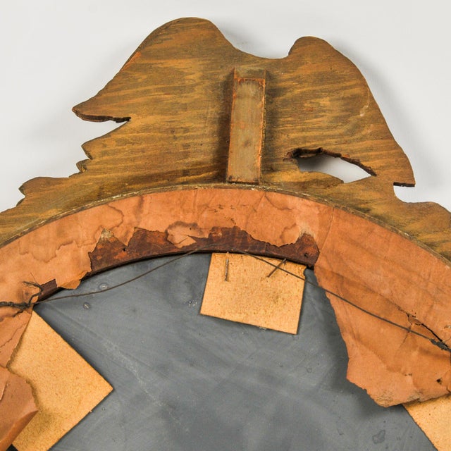 Large Antique Federal Eagle Convex Mirror Giltwood Bullseye Butler Mirror Circa 1920s For Sale - Image 15 of 16