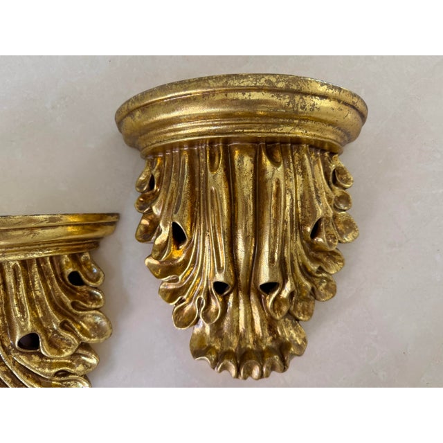 Vintage Hollywood Regency Wall Shelves, A Pair For Sale - Image 4 of 7