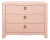 Matthew Izzo Home Cora Textured Pink Linen Low Boy Chest of Drawers With Brass Drawer Pulls For Sale