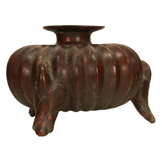 Ancient Pre-Columbian Colima Redware Ceramic Gourd Vessel Circa 100 Bc Ex-Museum For Sale - Image 9 of 15