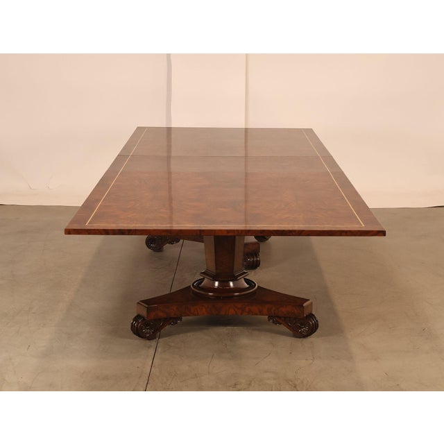 Custom Regency Style Burl Walnut Double Pedestal 12' Dining Table For Sale - Image 17 of 18