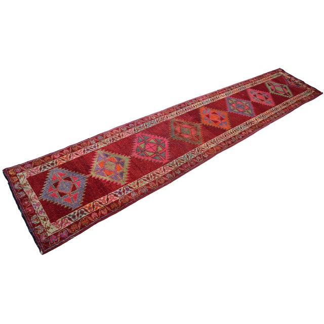 Textile Hand-Knotted Kurdish Runner Rug . Tribal Herki Extra Long Runner Rug -2′10″ × 14′4″ For Sale - Image 7 of 16