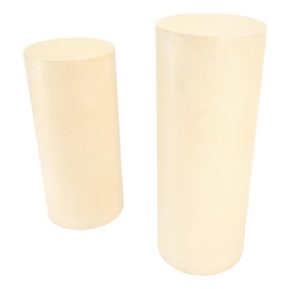 Pair Round Textured 30" & 36" Tall 14" Dia Cylinder Shape Pedestals Stands MINT! For Sale
