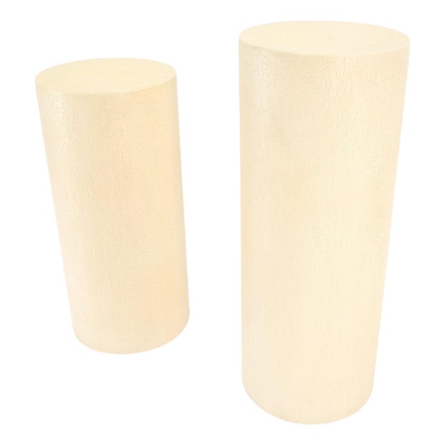 Pair Round Textured 30" & 36" Tall 14" Dia Cylinder Shape Pedestals Stands MINT! For Sale