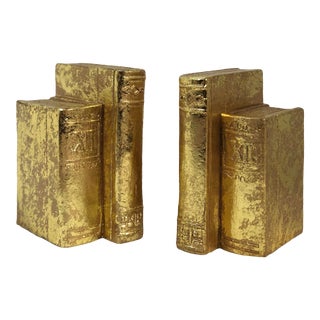 Vintage 1995 Gold "Books" Bookends - a Pair For Sale