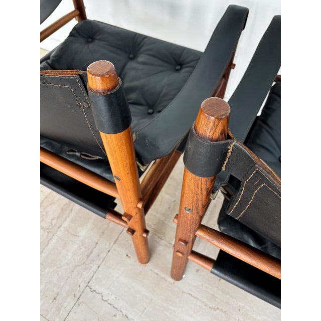 Scandinavian Armchairs in Black Leather and Wood by Arne Norell, Sweden, 1960s, Set of 2 For Sale - Image 15 of 18