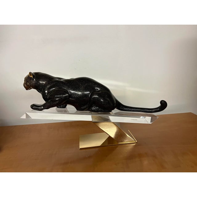 Vintage 1970s Italian Panther on Lucite Stand For Sale - Image 4 of 9