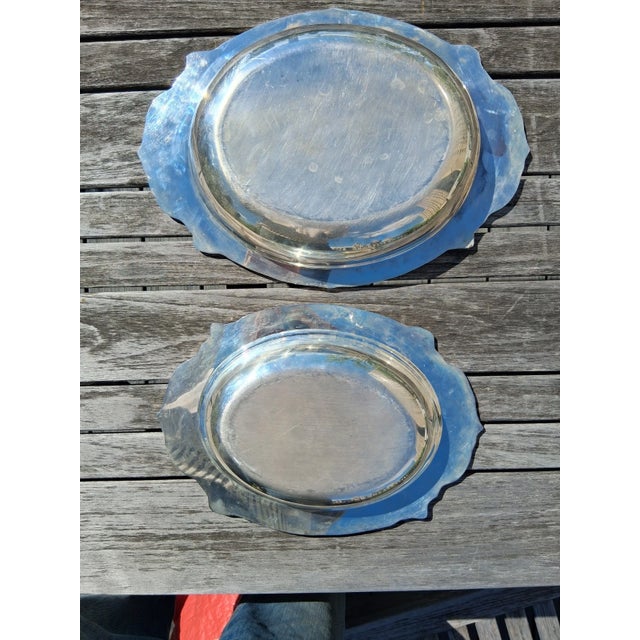 Metal Large Vintage Matching Sheridan Silverplated Serving Dishes - a Pair For Sale - Image 7 of 10