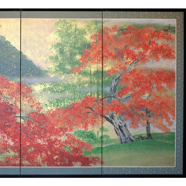 Japanese "Autumn Leaves" by Kakaaki Ito (After), Late Showa Japanese Byobu Screen For Sale - Image 3 of 17