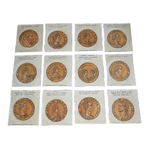 Authentic Antique Early 18th C. Hubert Goltzius Chiaroscuro Woodcut Portraits of Roman Emperors -- Set of 12