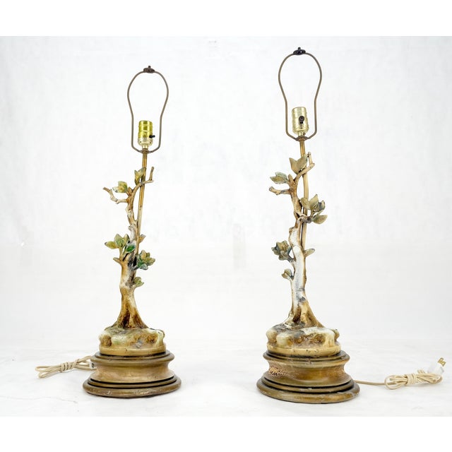 Pair of Faux Twig Style Bases Decorative Table Lamps C1940s For Sale - Image 6 of 10