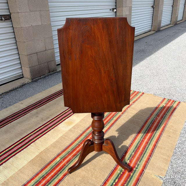 Antique Mahogany Tilt Top Candlestand, Pennsylvania, Circa 1820s–1840s A bold and handsomely proportioned example of...