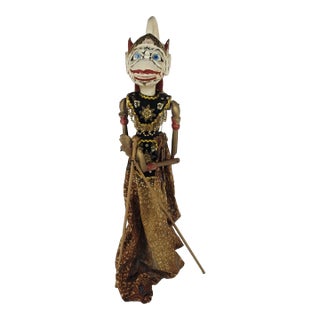 Vintage Indonesian Wayang Golek Rod Puppet Hanuman Hand Carved Wood Batik For Sale