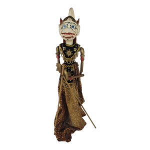 Vintage Indonesian Wayang Golek Rod Puppet Hanuman Hand Carved Wood Batik