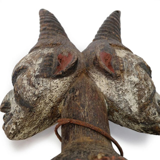Tribal Antique African Igbo Double Face Headdress For Sale - Image 3 of 9