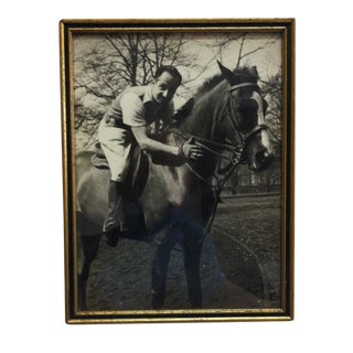 Circa 1930 "In the Saddle" Black and White Photograph, Framed For Sale