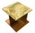 Elegant end table featuring a richly veined green onyx top paired with a warm wood base, creating a striking contrast...