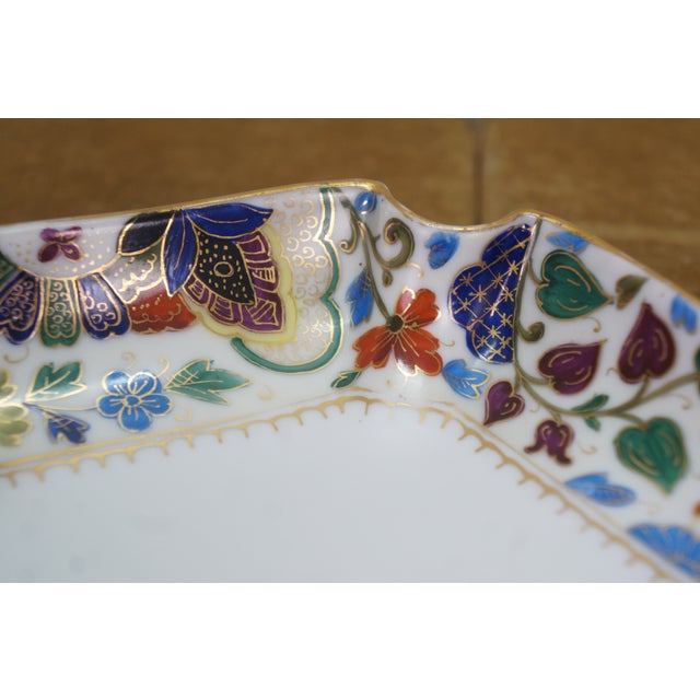 Blue Antique Royal Vienna Ruffled Flower Serving Dish Shallow Bowl Compote 8" For Sale - Image 8 of 13
