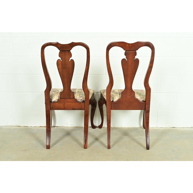 Baker Furniture Style Queen Anne Solid Cherry Wood Side Chairs or Dining Chairs, Pair For Sale - Image 11 of 13