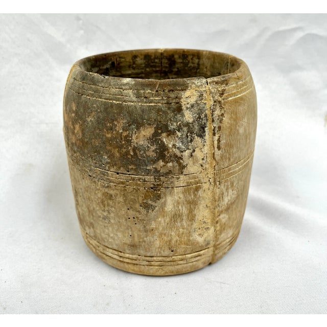 Rustic Bleached Wood Butter Pot/Planter/Vase For Sale In Dallas - Image 6 of 13