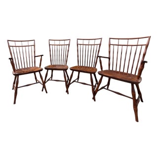 Vintage Birdcage Windsor Dining Chairs Attributed to Nichols & Stone Set of 4 For Sale