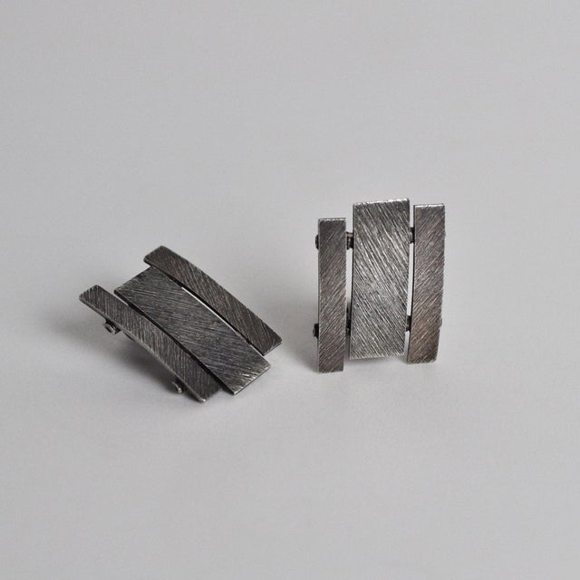 1980s Danish Modernist Ear-Clips in Sterling Silver, 1970s-1980s, Set of 2 For Sale - Image 5 of 9