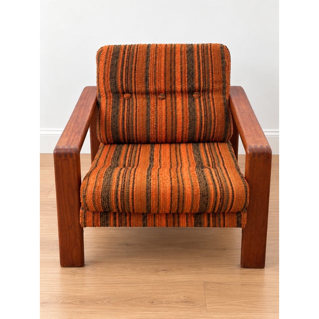 Mid-Century Modern Vintage Scandinavian Living Room Set in Teak and Fabric, 1970s, Set of 2 For Sale - Image 3 of 12