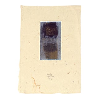 Abstract Color Field Lithograph in Pale Blue and Brown by Will Peterson For Sale