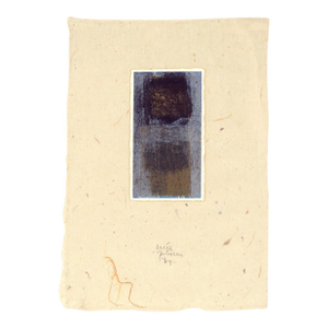 Abstract Color Field Lithograph in Pale Blue and Brown by Will Peterson