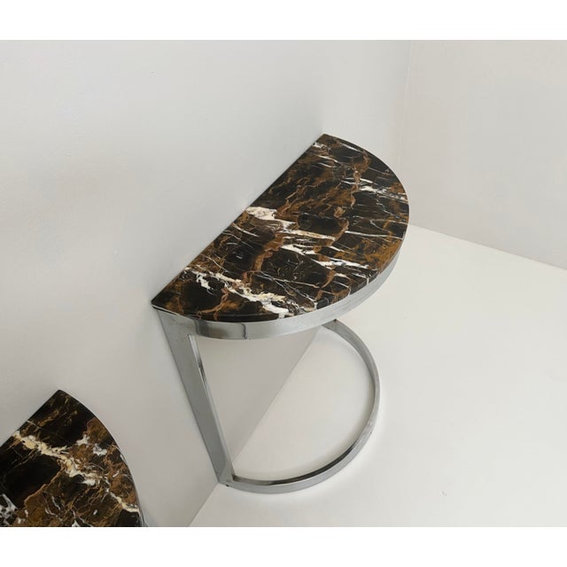 Modern Half-Moon Console Tables, 1970s, Set of 2 For Sale - Image 3 of 4