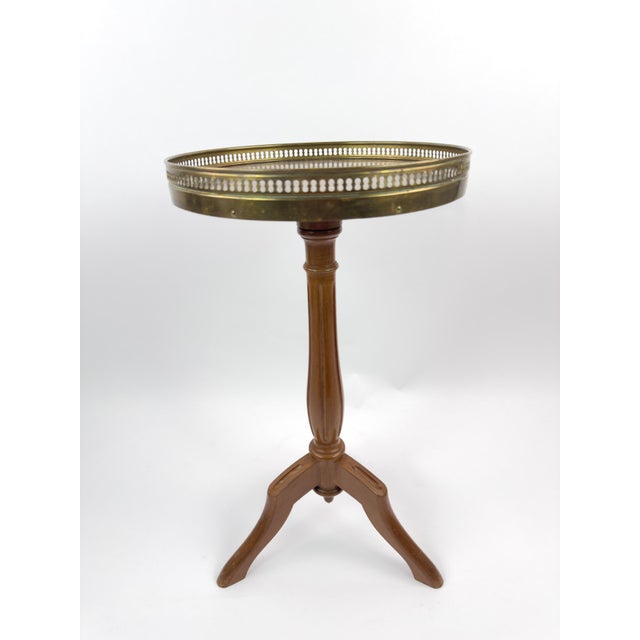 French Vintage Gueridon Side Table With Marble Top For Sale - Image 4 of 11