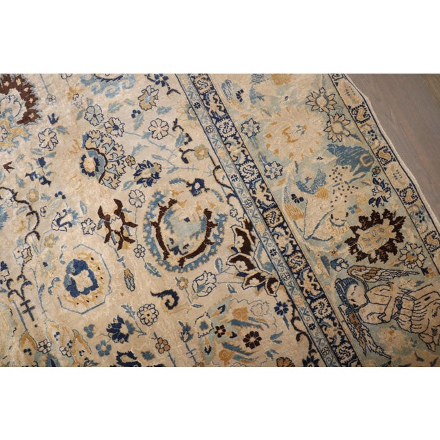 Persian Antique Zabihi Collection Pictorial Tabriz Angel Border Rug - 6'6" x 10'2" For Sale - Image 3 of 8