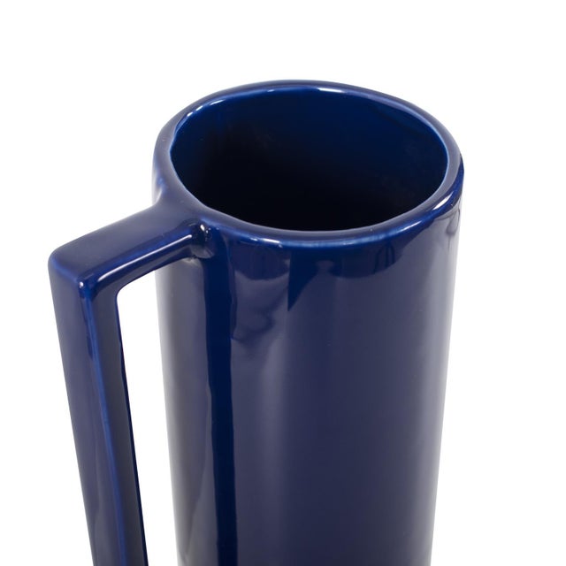 2020s Bella Sapphire Blue Tall Ceramic Pitcher For Sale - Image 5 of 11