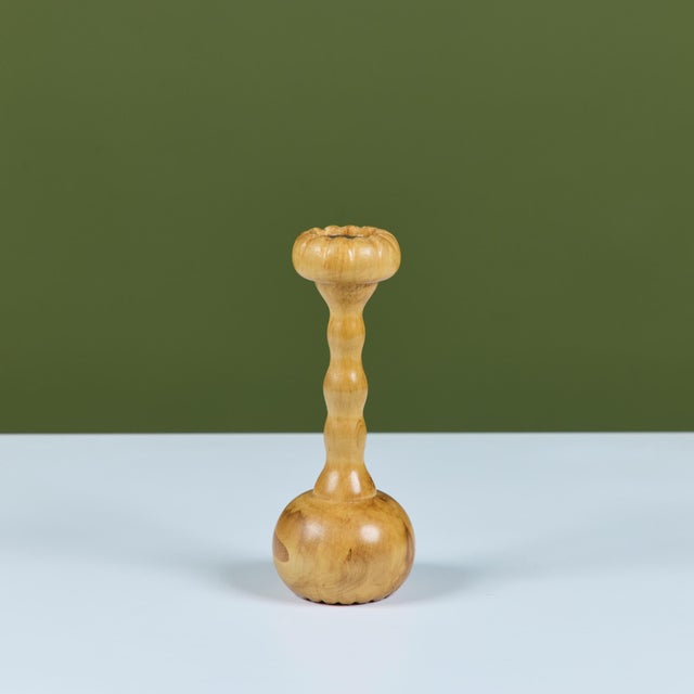 Wood Hand Turned Spalted Birch Candlestick Holder by Evan Segota For Sale - Image 7 of 13